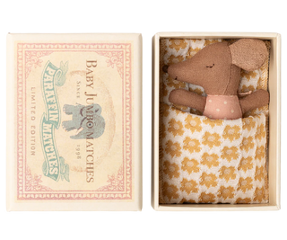 Sleepy Wakey Baby Mouse in Matchbox - Rose
