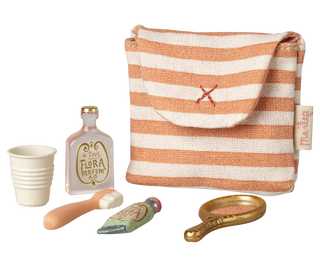 Toothbrush Set in Bag, Mouse - Coral Stripe