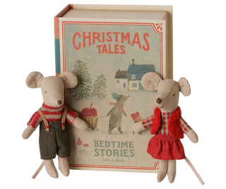 Christmas Twin Mice, Little Sister and Brother in Book