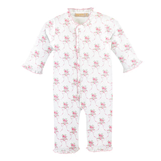 Girls Printed Coverall with Ruffles - Sweet Bows
