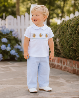 Drew Pant Set with Hand-smocking - Turkeys