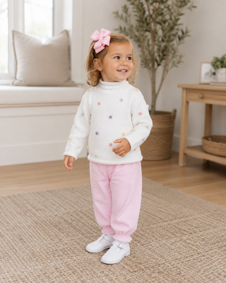 Rollneck Sweater - Pastel Pom Poms