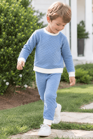 Boys Quilted Harris Playsuit - Baylor Blue