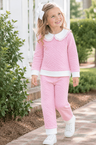 Girls Quilted Cooper Playsuit - Petal Pink