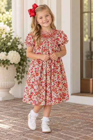 Bishop Dress with Hand-smocking - Scarlett Floral