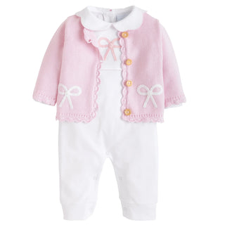 Crochet Cardigan - Pink Bow