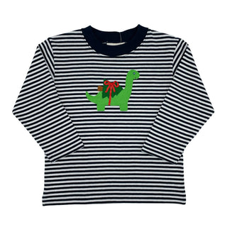 Boys Long-sleeve T-shirt with Christmas Dino Applique