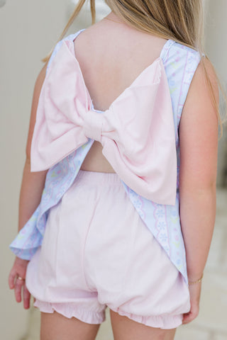 *PRE-ORDER* Lottie Pima Knit Bloomer Set - Blue Floral Scallop