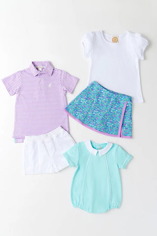 Prim & Proper Polo - Valley High Violet Stripe