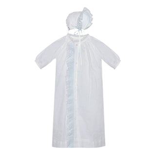 Boys Finn Daygown with Cross Shadow Embroidery with Matching Bonnet