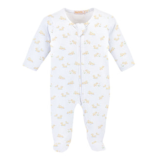 Printed Zipper Footie - Tiny Baby Ducks