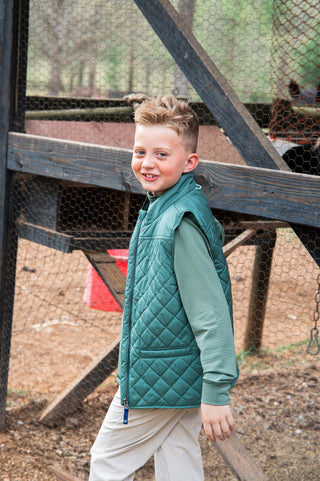 *PRE-ORDER* Boys Pro Quilted Vest - Smoke Pine
