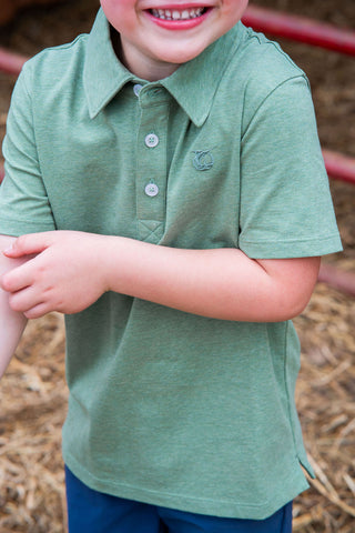 *PRE-ORDER* Boys Too Cool for School Polo - Hedge Green Heather