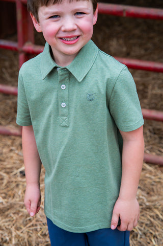 *PRE-ORDER* Boys Too Cool for School Polo - Hedge Green Heather