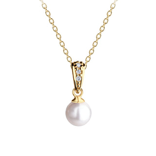 Gold Plated Necklace with Pearl Charm