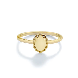 14K Gold Plated Scalloped Oval Baby Ring with Engraving