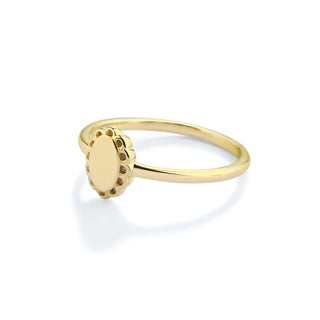 14K Gold Plated Scalloped Oval Baby Ring with Engraving