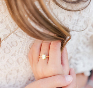 14K Gold Plated Scalloped Oval Baby Ring with Engraving