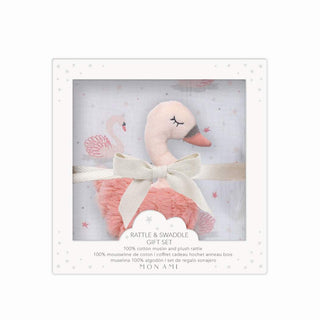 French Swan Blanket & Rattle Gift Set