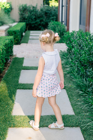 Scallop Pima Knit Skort - Gardenia