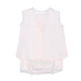 Girls Blanche Diaper Set with Floral Embroidery