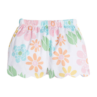 Girls Scallop Shorts - Retro Floral