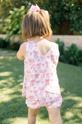 *PRE-ORDER* Girls Pima Knit Crossback Bloomer Set - Grosgrain Print