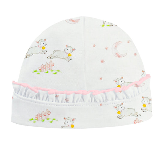 Girls Baby Lamb Hat with Ruffle