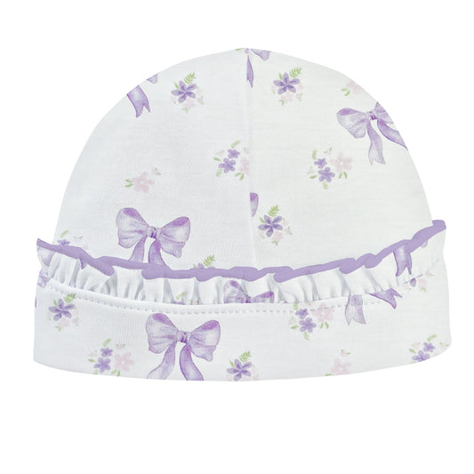 Lavender Bows Hat with Ruffle