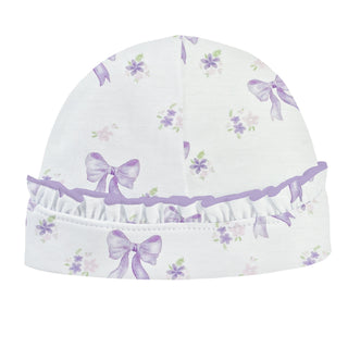 Girls Printed Hat - Lavender Bows