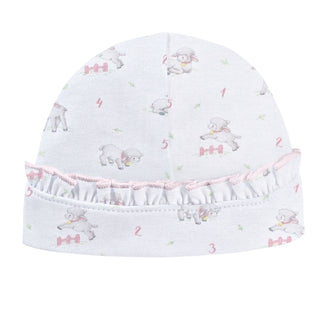 Printed Round Hat with Ruffle - Tiny Baby Sheep