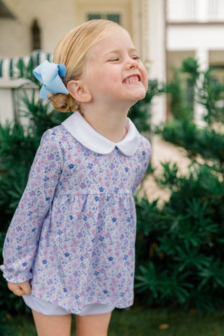 *PRE-ORDER* Girls Long-sleeve Pima Knit Bloomer Set - Iris Garden