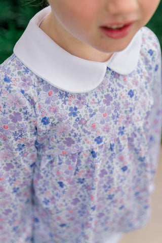 *PRE-ORDER* Girls Long-sleeve Pima Knit Bloomer Set - Iris Garden