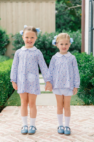*PRE-ORDER* Girls Long-sleeve Pima Knit Bloomer Set - Iris Garden