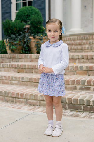 *PRE-ORDER* Pima Knit Collared Blouse - Iris Garden