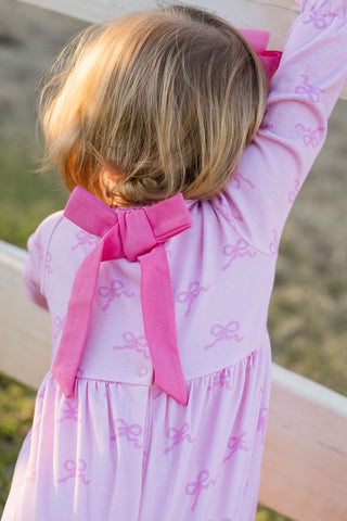 Girls Knit Isla Long Bubble - Simply Sweet Pink Bows
