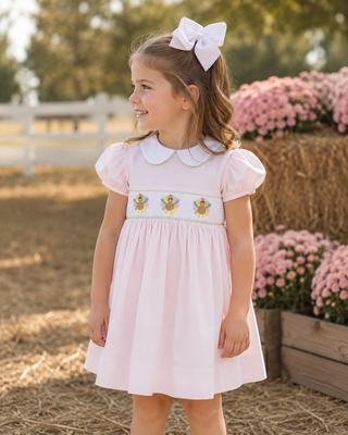 Rose Collared Dress with Hand-smocking - Turkeys