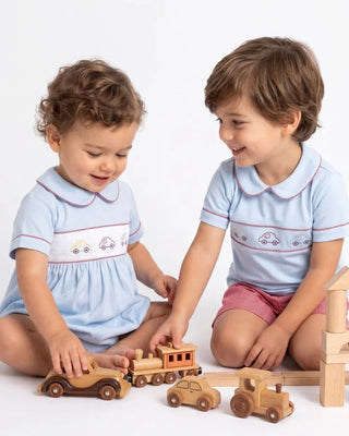 Boys Knit Carson Short Set with Embroidery - Cars