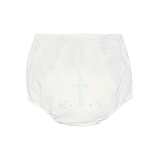 Landon Diaper Cover with Embroidery - Blue Cross