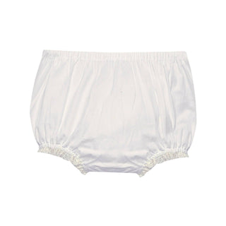 Landon Diaper Cover with Lace Trim - White with Ecru