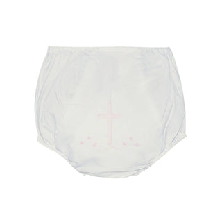 Landon Diaper Cover with Embroidery - Pink Cross