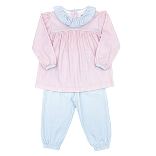 Girls Pima Ruffle-collared Pant Set