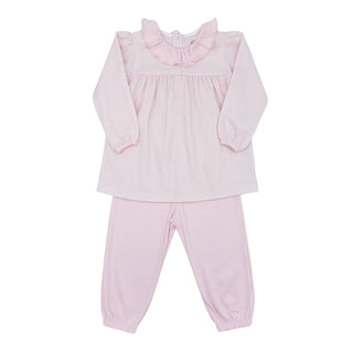 Girls Pima Ruffle-collared Pant Set