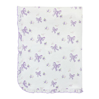 Girls Printed Receiving Blanket - Lavender Bows