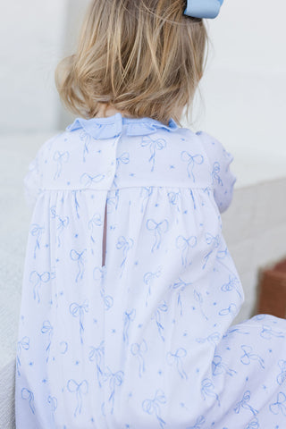 Girls Knit Lila Long Bubble - Blue Bows