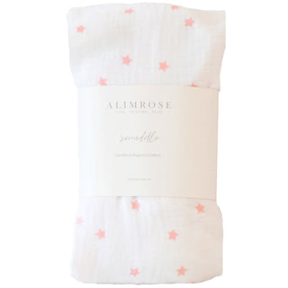Muslin Swaddle - Pink Stars