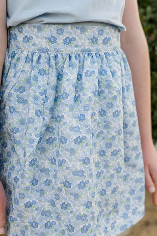 Mia Skirt Set - Blue Floral and Corduroy