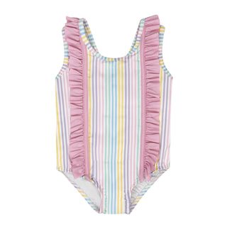 Molly Swimsuit - Petunia Pinstripe