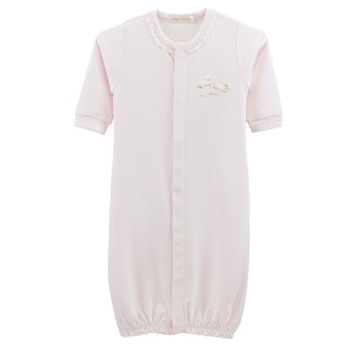 Girls Converter Gown with Hand-embroidery and Lace Trim - Baby Lambs