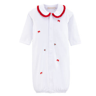 Girls Converter Gown with Hand-embroidery - Bows & Mistletoes